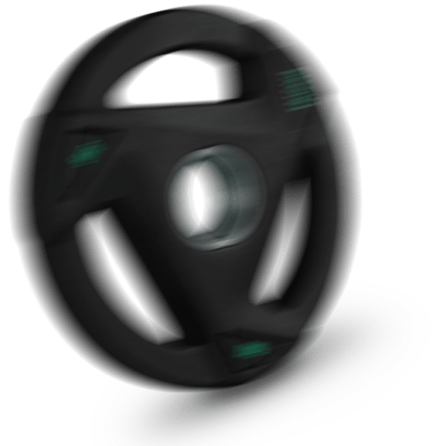 Imagen de una pesa en forma de disco en movimiento.